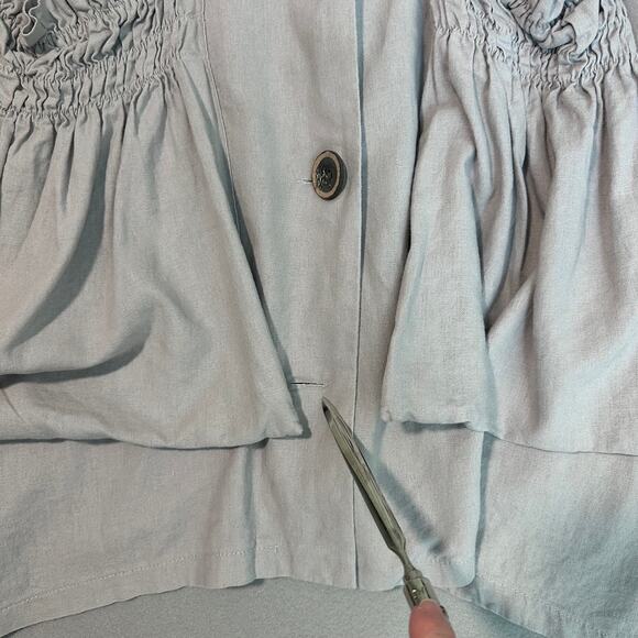 For Cynthia Sleeveless Linen Sharkbite Shirt Dress Patch Pocket Lagenlook Sz S - Picture 10 of 10